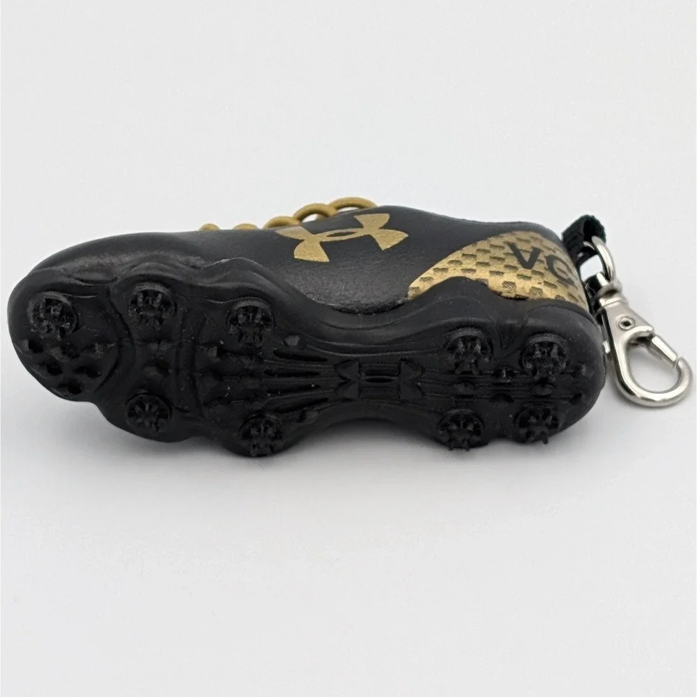 Under Armour Cleat Keychain Black Gold Miniature Shoe Bag Charm Sports Accessory